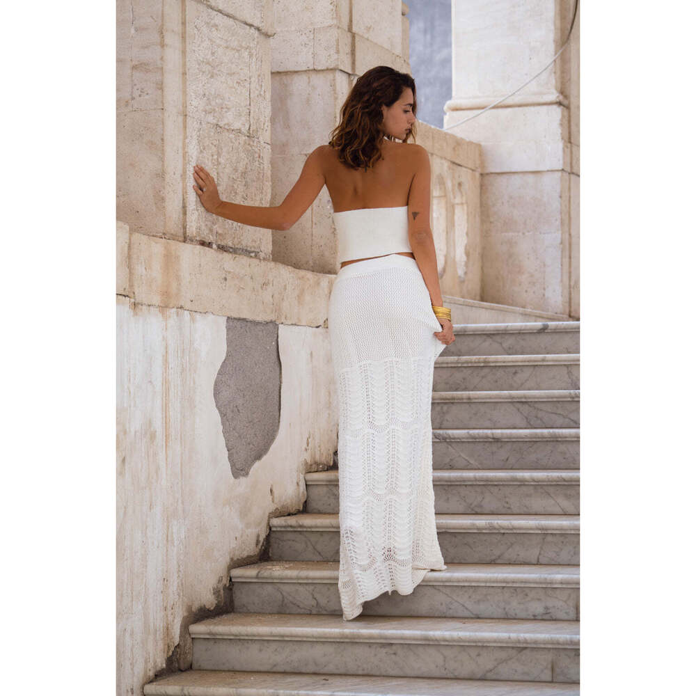 12th Tribe Jovie Ivory Knit Maxi Skirt Size LL